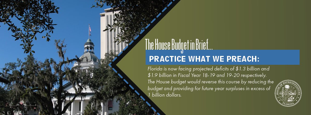 richardcorcoran's tweet photo. The #FLHouseBudget takes FL from deficits next year and a year after to $1 billion in surpluses for two years. https://t.co/akWYvpizr2