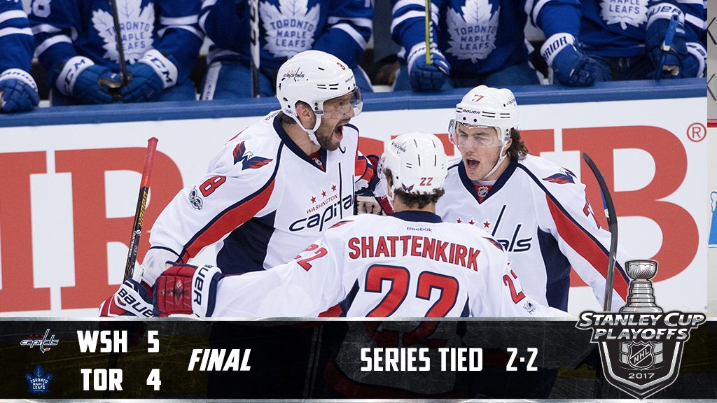 NHL's tweet image. All tied up once more. #StanleyCup #WSHvsTOR