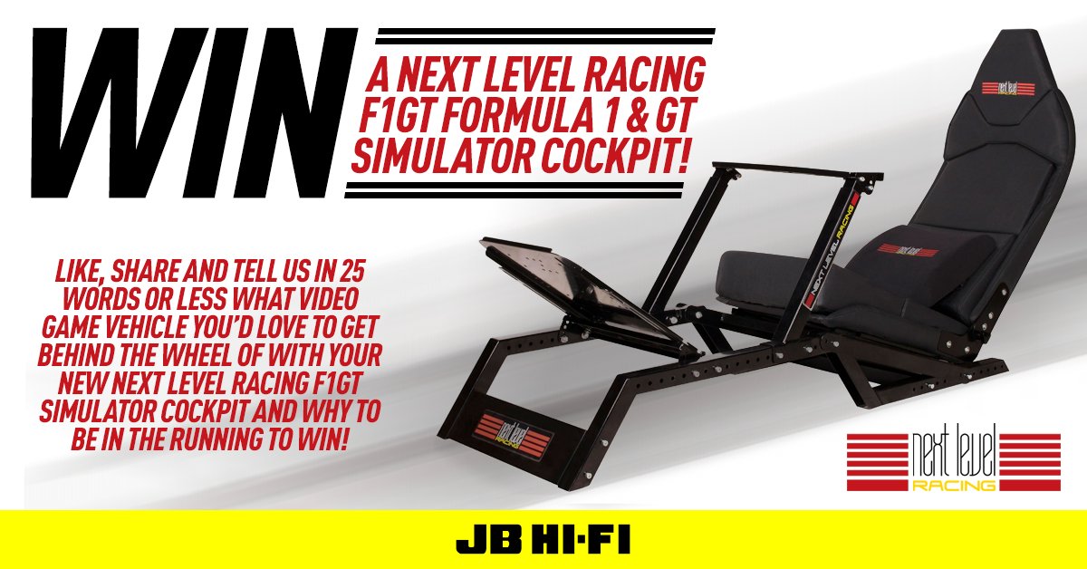 JBHiFi's tweet photo. WIN a Next Level Racing Simulator Cockpit valued at $699 @JBHiFi!

Entry and details on FB: https://t.co/cYpRCUT9Uo https://t.co/4IUUrSRyUU