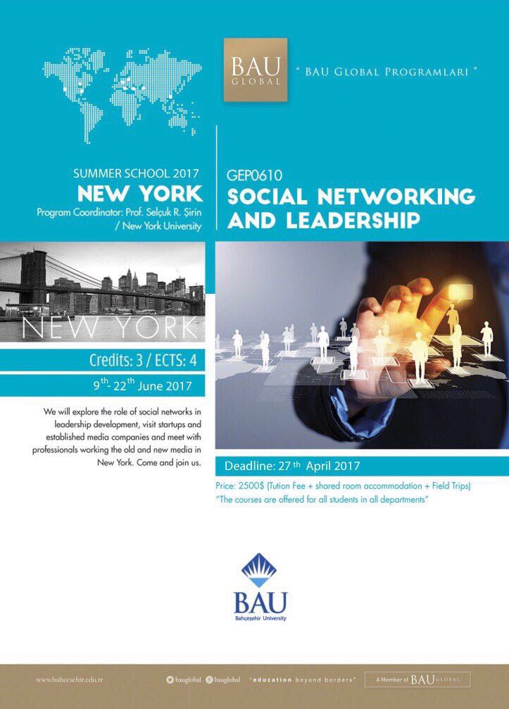 Kampüsüm Dünya programımızın size iki yeni haberi var! 
BAU Global New York ve Silikon Vadisi yaz okulu programlarının kayıtları başladı!