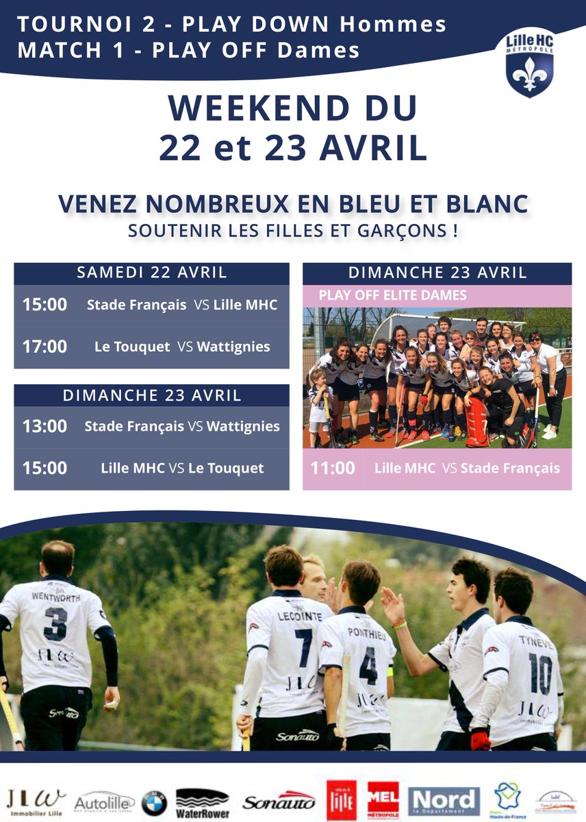 Ce weekend au club : 2ème tour des play down pour nos garçons &amp; 1er match des play off pour nos filles. Venez nombreux ! #teamlilhoc #hockey