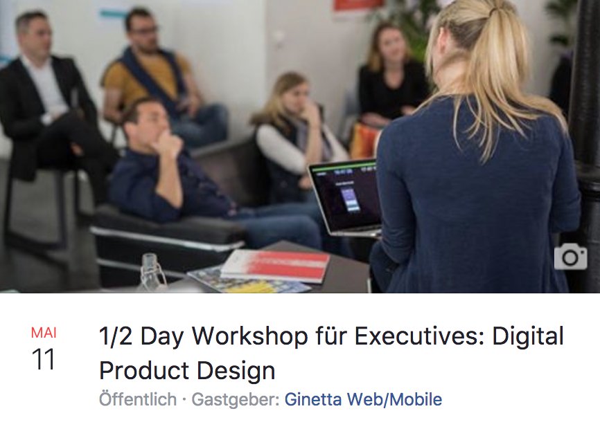 ginettateam's tweet photo. Free spots @ our Workshop for Executives: Learn how successful apps &amp; websites are created. https://t.co/3Qz9lJkSOd #ux #digitalbusiness https://t.co/GgXVB634lk
