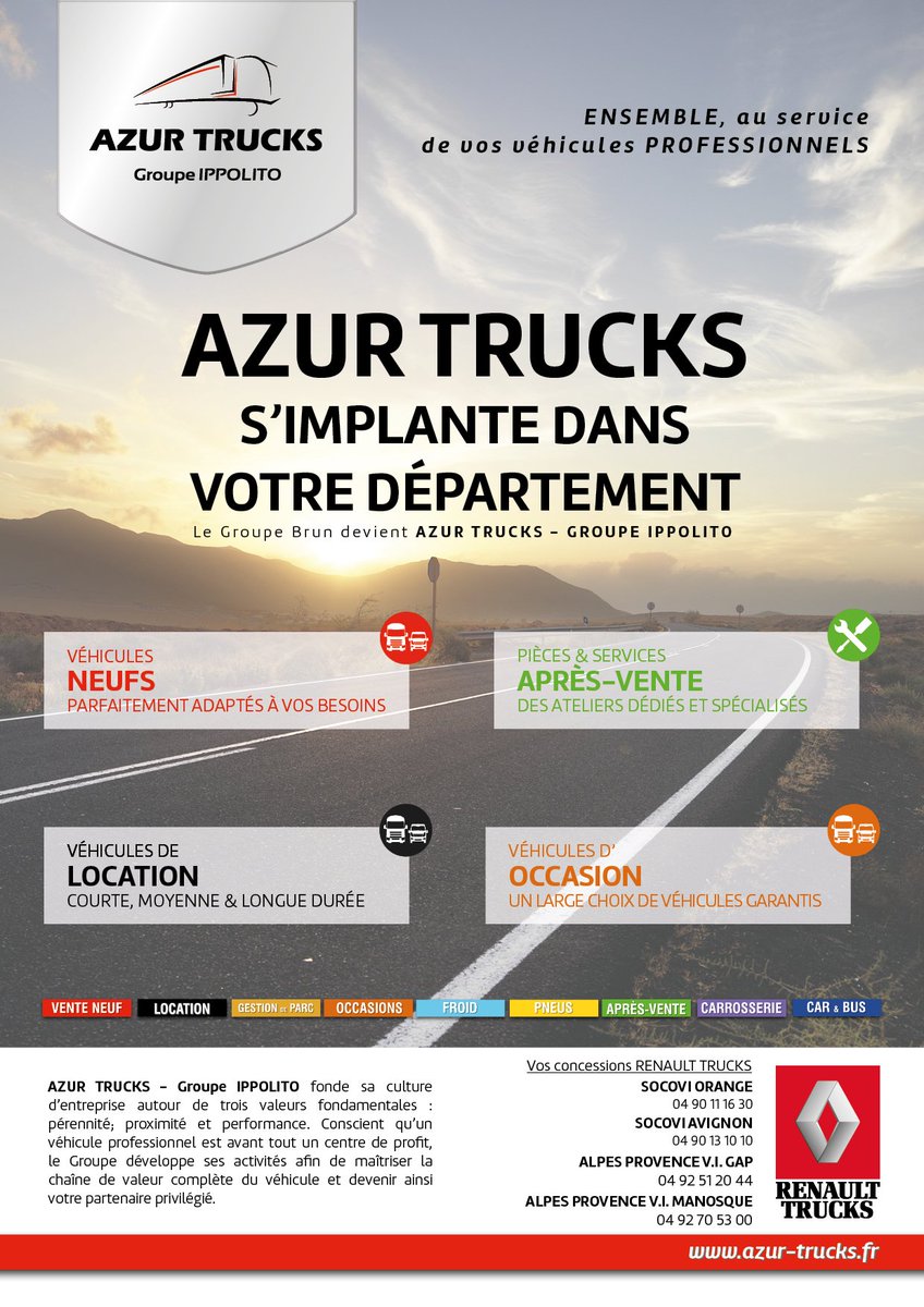 Azur Trucks (@azurtrucks) on Twitter photo <a href="/AzurTrucks/">Azur Trucks</a> s'implante dans votre département ! 4 garages #Renaulttrucks #venteneuf #location #apresvente #occasion bit.ly/2pFkGlW <a href="/AzurTrucks/">Azur Trucks</a> s'implante dans votre département ! 4 garages #Renaulttrucks #venteneuf #location #apresvente #occasion bit.ly/2pFkGlW