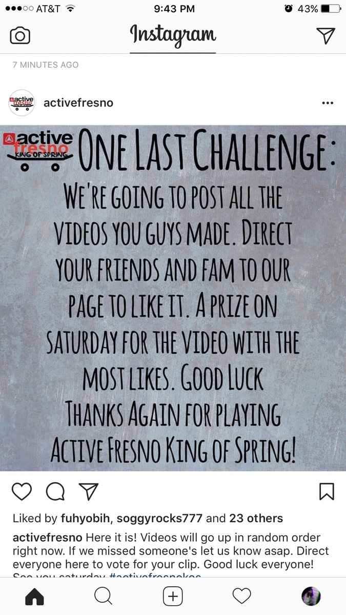 Go to the activefresno Instagram page. Find the PupnSudz69 edit and like that shit or something. PupnSudz69 we in this thing breh!!!