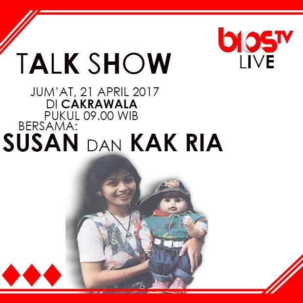 SUSAN DAN KAK RIA?

JUM'AT, 21 APRIL 2017 
PUKUL 09.00 WIB
<a href="/cakrawalabiostv/">cakrawala</a> HANYA DI <a href="/biostvsby/">BIOS TV</a>
straming.bios-tv.co.id