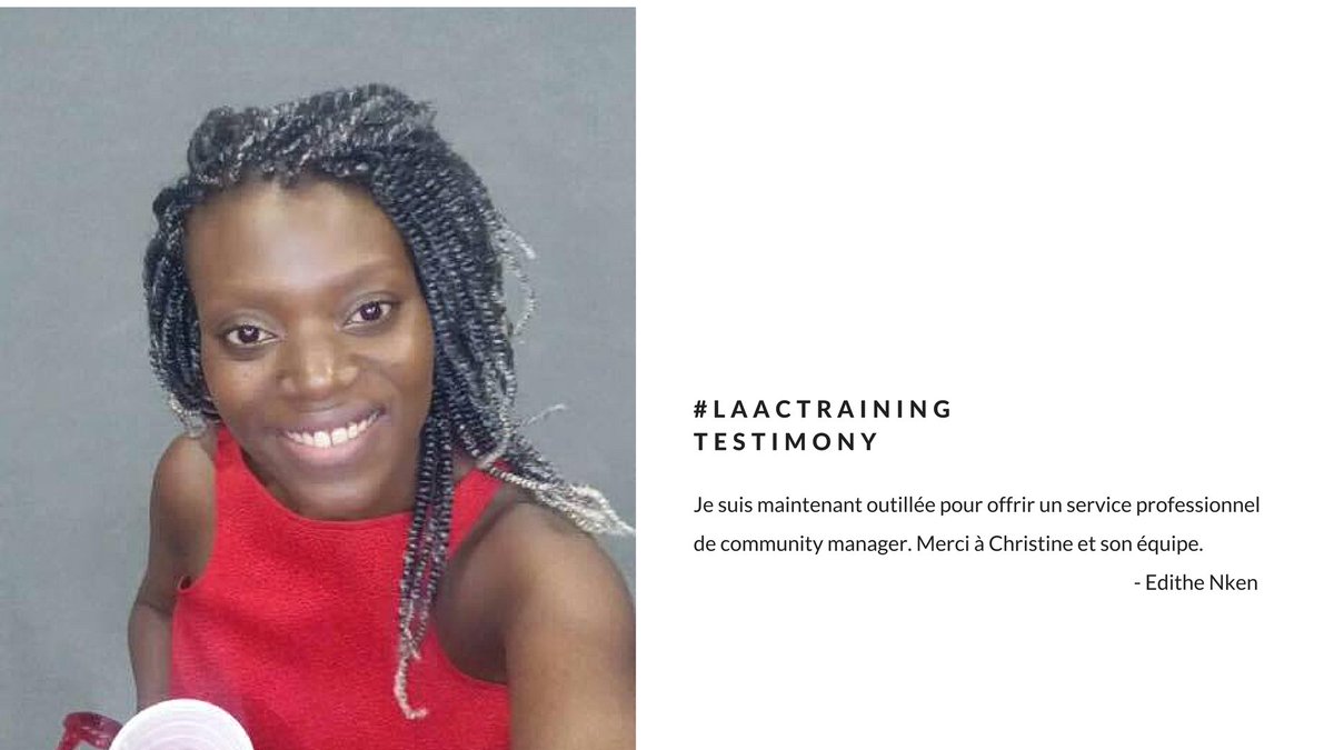 LifeAsACM's tweet photo. @NkenEdithe , Promotion 1 à Douala, nous fait son retour d'expérience du #LAACTraining .
Merci pour ta participation Edithe, 😉 ! https://t.co/AlgJeKWoCc