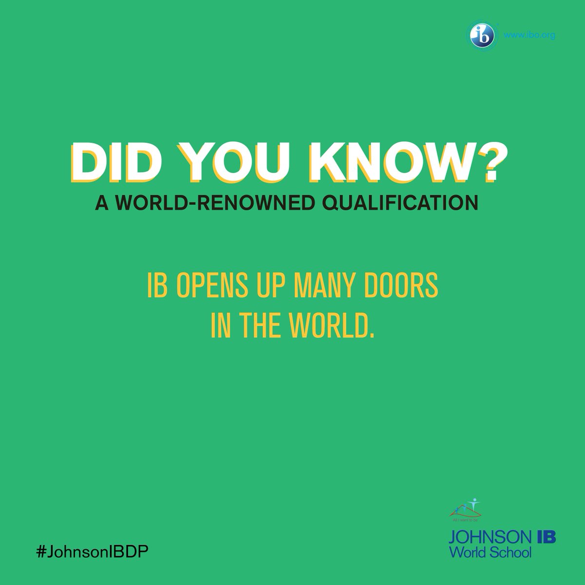 johnson_ibdp's tweet photo. The IB curriculum becomes the launchpad for a child to get prepared for any university, globally. https://t.co/2vFvFWQObe