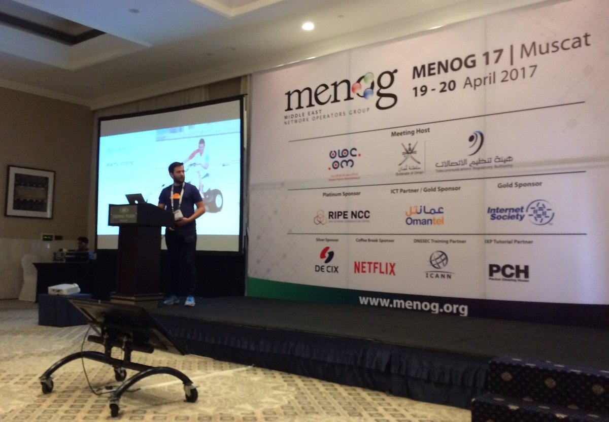 MiddleEastNOG's tweet photo. Marty Strong of CloudFlare discussing challenges for IPv6 implementation in the Middle East at #menog17 https://t.co/eHKodyRAdT