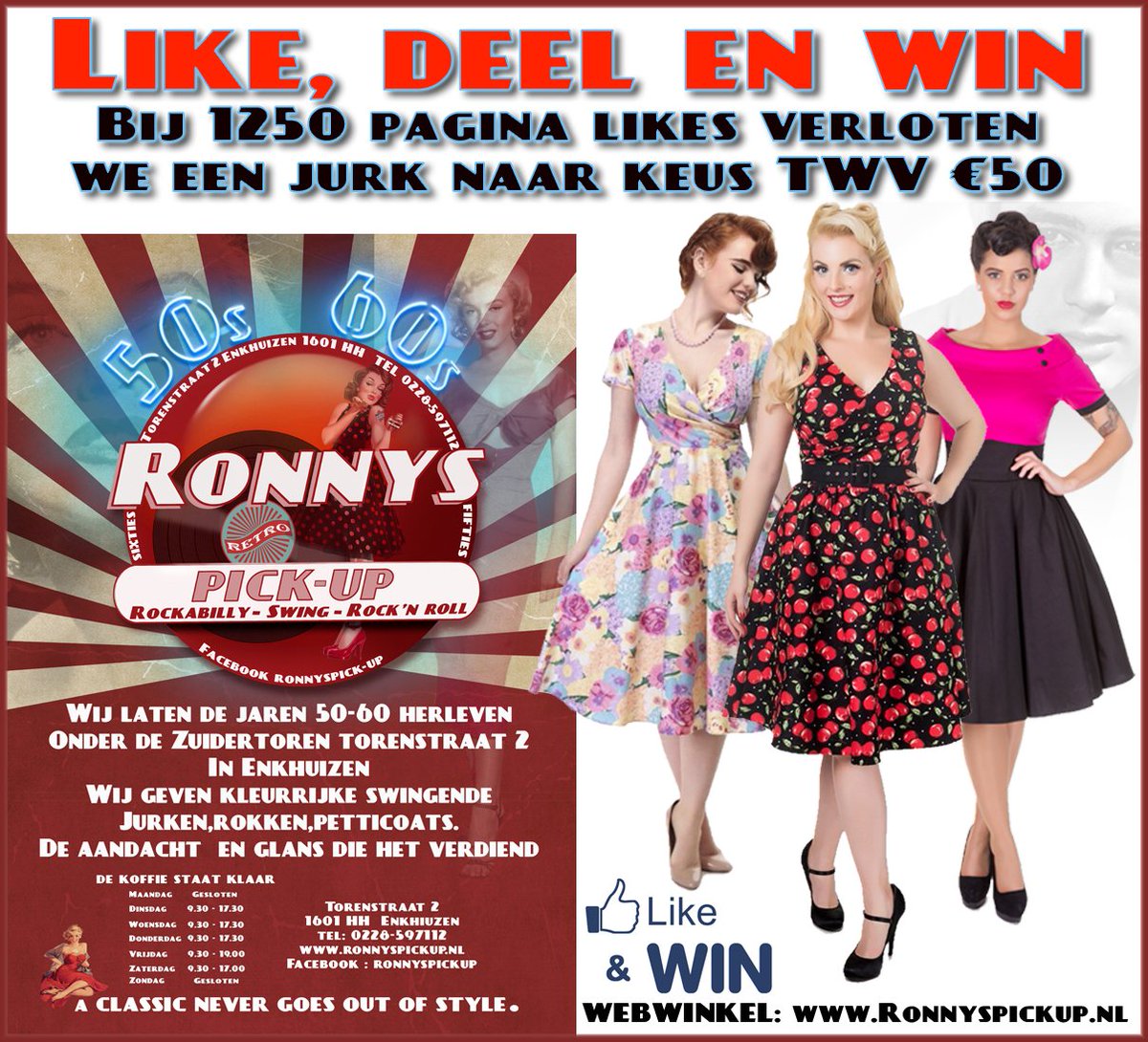 Ronnys_pickup's tweet photo. #LIKE, DEEL en #Win Actie op #Facebook.
Bij 1250 pagina likes #verloten we een jurk naar keuze T.W.V €50

https://t.co/3LVy1hcD0k

#winactie https://t.co/ROCW4VqqHc