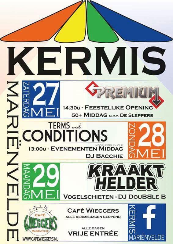 Kermis #Marienvelde 27-28-29 mei 2017! Met o.a. <a href="/PREMIUMROCKS/">PREMIUM</a>, DJ Bacchie, DJ Double B en nog veel meer!