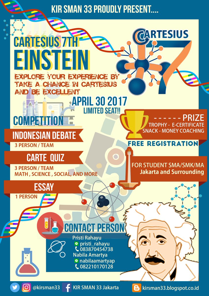 Jika ada yang ingin ditanyakan, langsung saja kontak ke CP kami yah yg ada di poster😀 Semangaat! H-10 CARTESIUS 7th!! #CARTESIUS7th