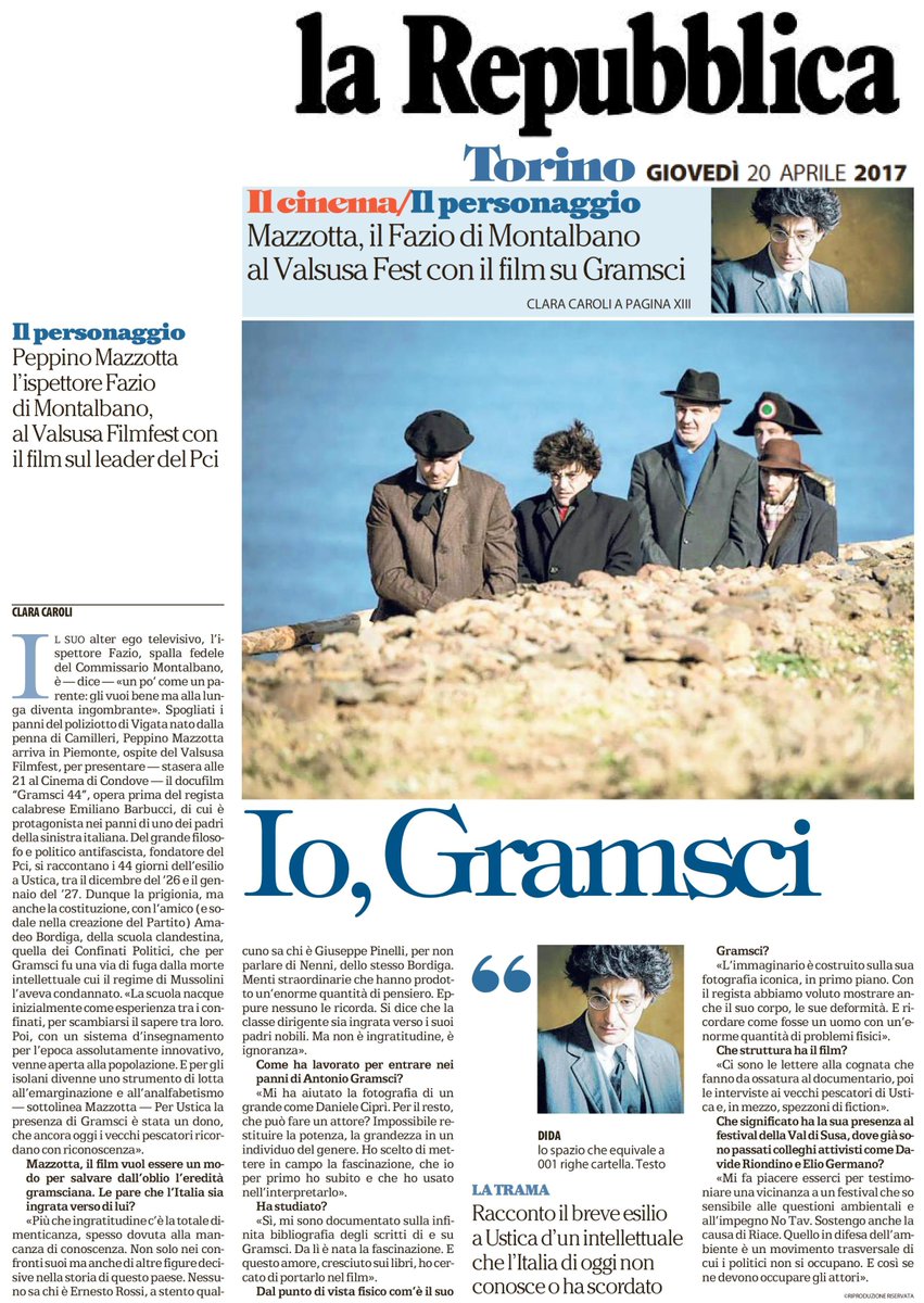 ValsusaFilmfest's tweet photo. Peppino Mazzota presenta il film Gramsci 44 questa sera, 20 aprile, alle 21 a  Condove #valsusafilmfest #gramsci44 #peppinomazzotta https://t.co/PJtyiJealM