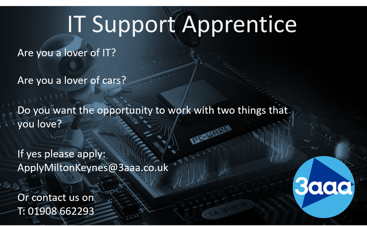 mercede50787017's tweet photo. Kick start your career with an #Apprenticeship in #technology with @3aaaUKMiltonK https://t.co/Zv7dI3lcdj