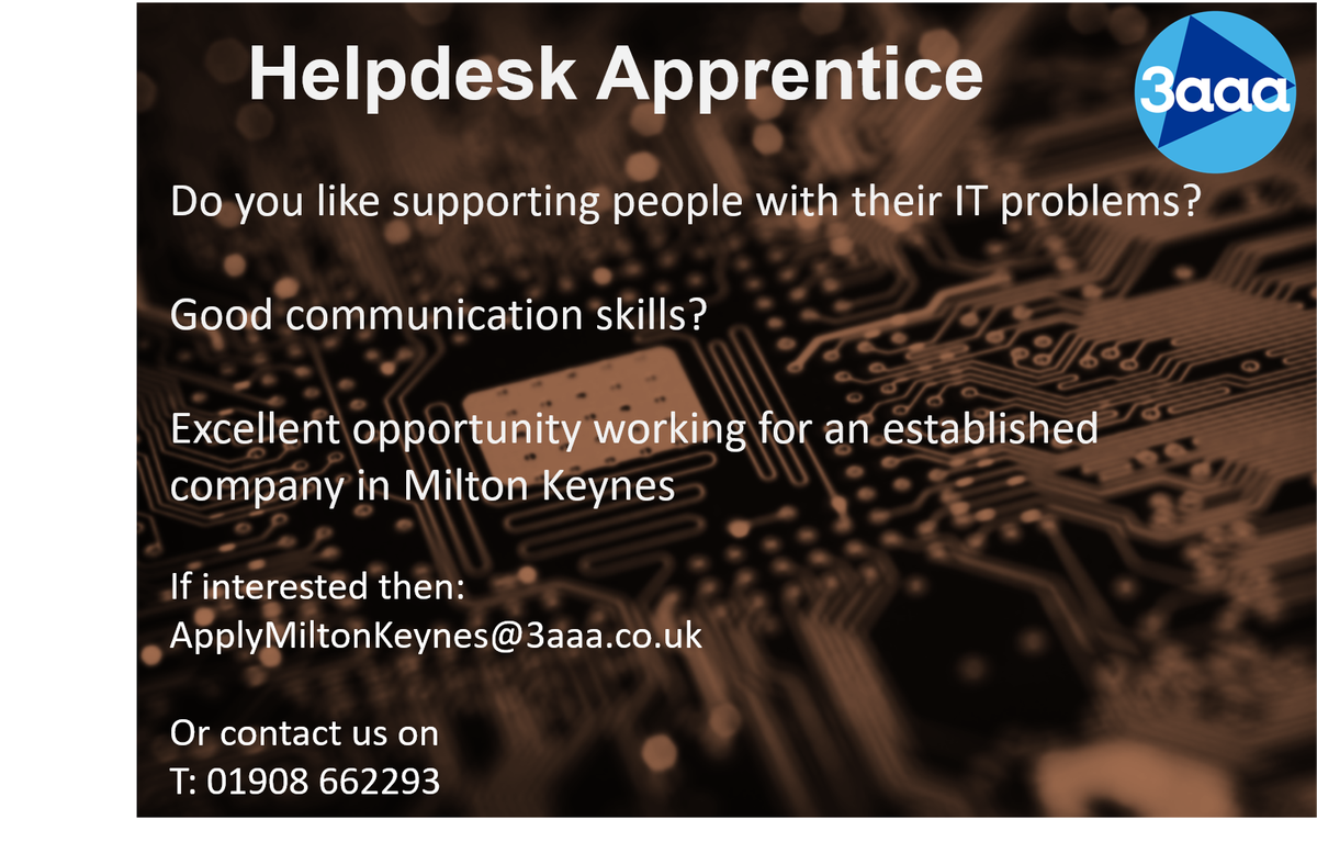 mercede50787017's tweet photo. Fantastic IT #Apprenticeship in MK with @3aaaUKMiltonK #apprentice #Careers #Jobs https://t.co/UYiuhOgDoT