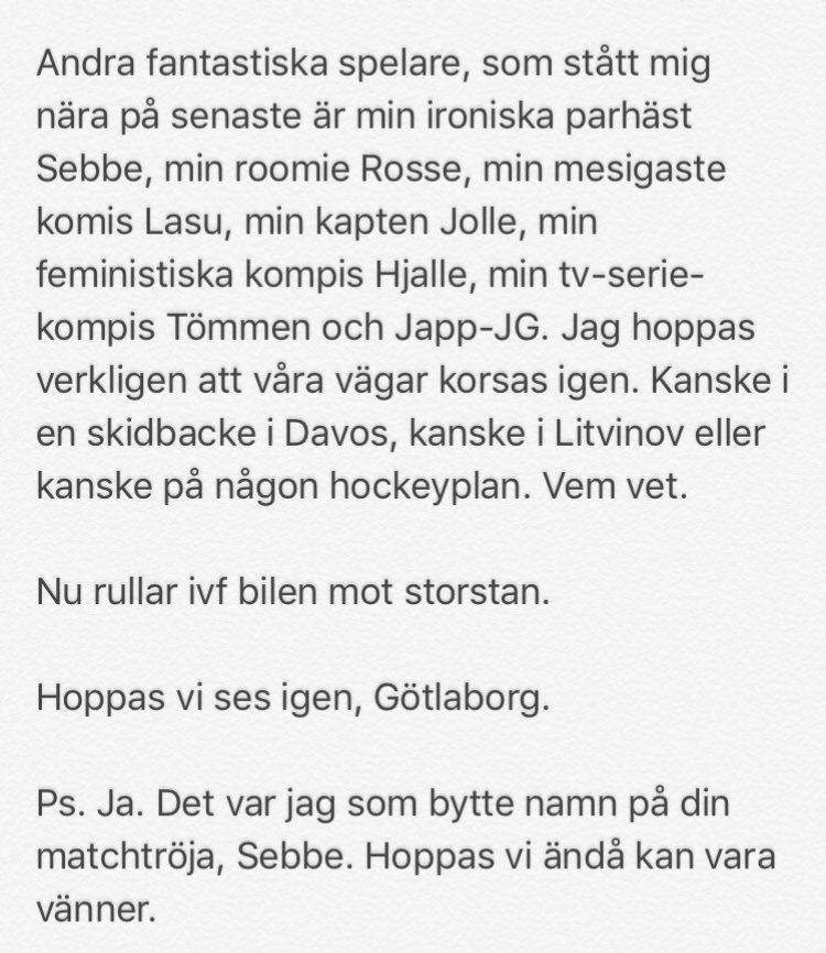 Ett par rader från en vemodig man.