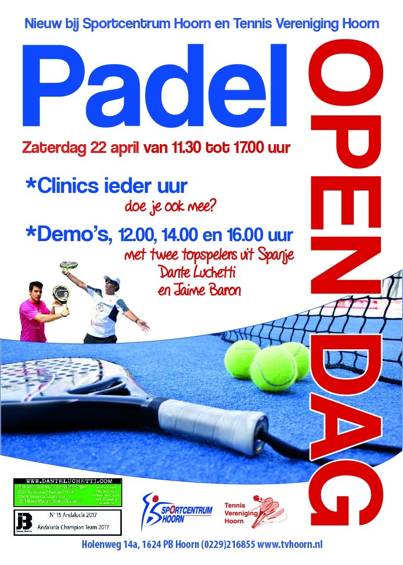 Open Dag bij onze nieuwe #padel banen. Zaterdag 11.30-17.00 met demo’s van 2 Spaanse topspelers. Kom ook kijken en meedoen!