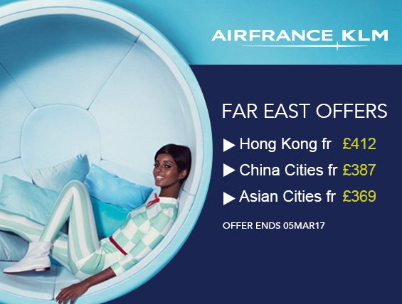 YWTravel's tweet photo. @AirFranceUK &amp; @KLM_UK Latest Offers To Far East. #HongKong fr £416 , #ChinaCities fr £369, #AsianCities fr £369. Call Now 0333 666 8888 https://t.co/l3Ot27G3TV