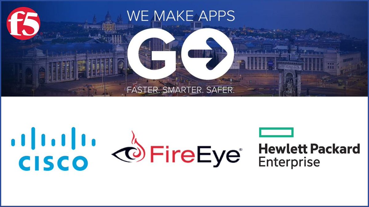 F5_EMEA's tweet photo. Proud to announce @Cisco, @FireEye and @HPE as our Platinum Sponsors for #F5Agility17 in Barcelona. #InvitationOnly https://t.co/n2QHm157lq