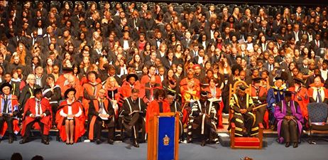 Dr Penny Siopis receiving her Honorary Doctorate during the first ceremony of the Rhodes University Graduation 2017. #RUGrad2017 #RUHonDoc