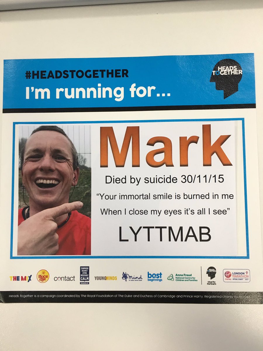 My #ReasonToRun <a href="/theCALMzone/">CALM</a> <a href="/LondonMarathon/">TCS London Marathon</a> <a href="/heads_together/">Heads Together</a>