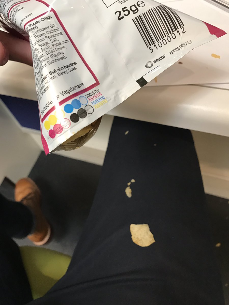 GeorgePaish's tweet photo. @walkers_crisps poor packaging, trousers ruined, floor ruined #disappointment https://t.co/WArJqlq8Ls