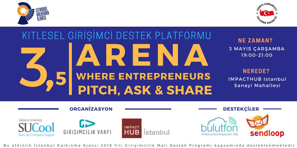 sendloop_tr's tweet image. Destekçisi olduğumuz &quot;Kitlesel Girişimci Destek Platformu&quot; 3.5 ARENA,3 Mayıs&apos;ta düzenleniyor.
Detaylar ve kayıt: 3bucukarena.eventbrite.com