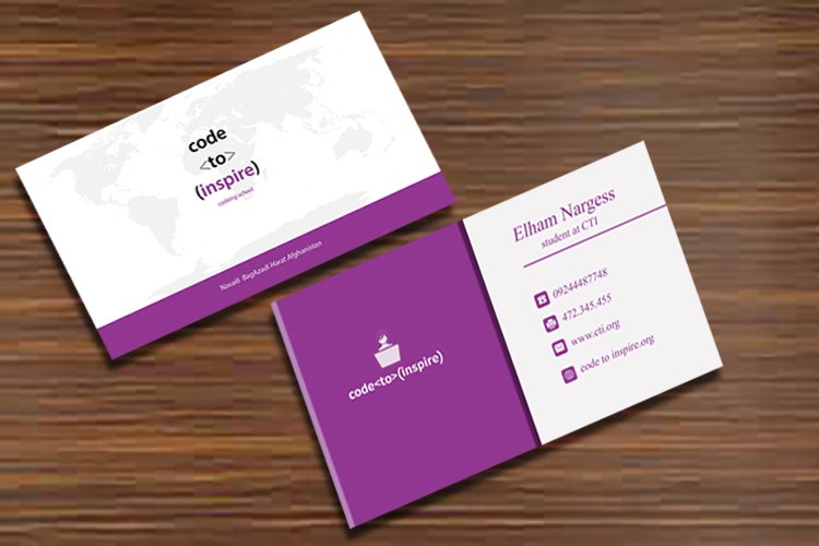 elimhmudi's tweet image. we make Visit Card  in our #graphicclass  @NargesHassani                            @CodeToInspire 
#Afghangirlcode