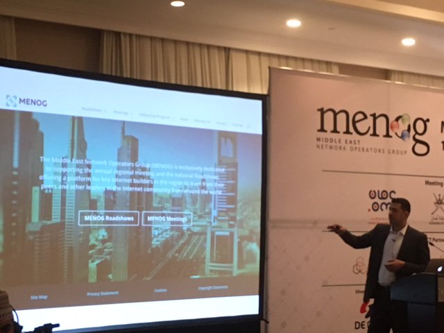 MiddleEastNOG's tweet photo. Unveiling the new MENOG logo and website at the closing talk of #menog17 https://t.co/a1aQEXOldr
