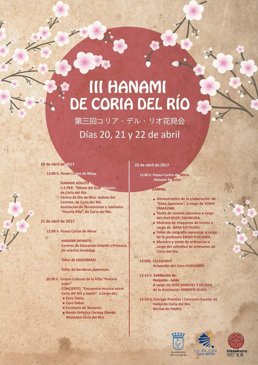 ¡Programa de eventos del #IIIHanami de Coria del Río! <a href="/aytocoriario/">Ayto. Coria del Río</a> <a href="/JapanEmb_Spain/">JapanEmb_Spain</a>