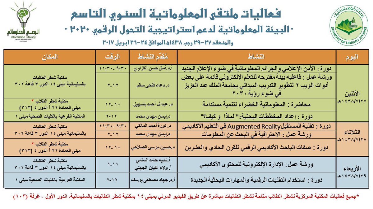 🔍الباحث الأكاديمي الرقمي للقرن الحادي والعشرين🔎

ورشة سألقيها ضمن فعاليات ملتقى المعلوماتية التاسع بجامعة الملك عبدالعزيز