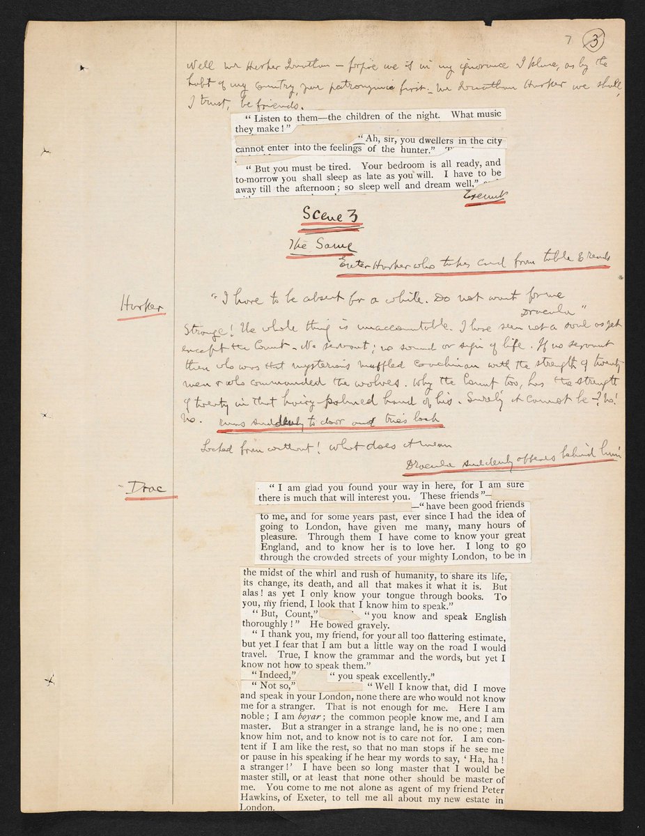 britishlibrary's tweet photo. This Dracula playscript by Bram Stoker, who died #otd 1912, features both his handwriting &amp; extracts from the novel https://t.co/R9ALJoykNc https://t.co/o9am6SMhnS