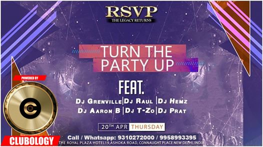 Turn the party up with DJGrenville,DJRahul ,AJ Hemz,DJAaron B,DJT-Zo ,DJPrat @ RSVP2nyt
Be there 2 make it hell 
Book:9310272000/9958993395