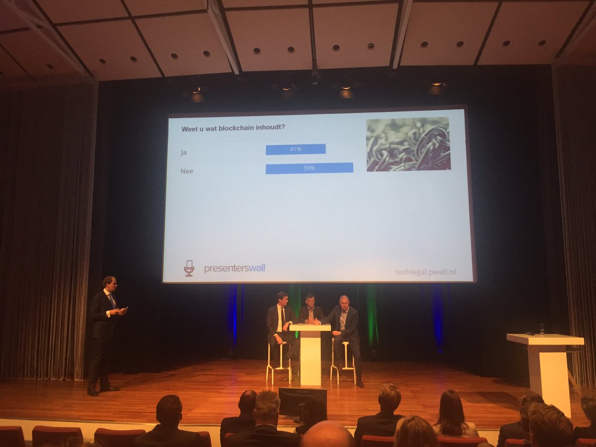 ClauHeemskerk's tweet image. 41% vd zaal geeft bij #Techlegal congres aan te weten wat #blockchain inhoud. Veel! Kunt u t ook uitleggen geeft vermoed ik ander resultaat.