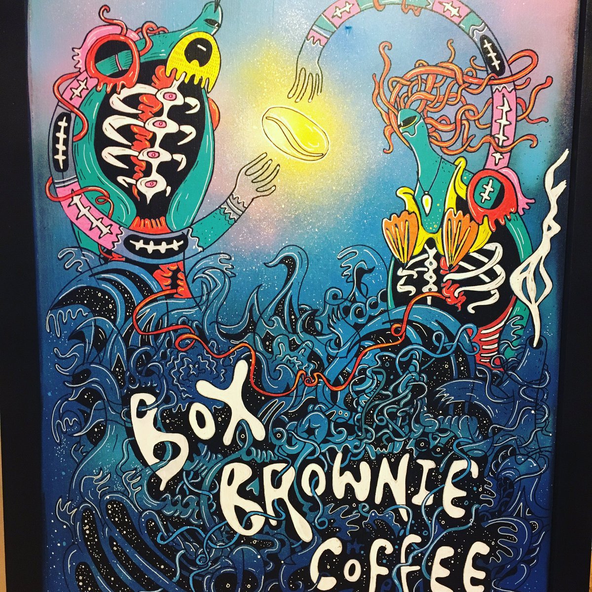 box_brownie's tweet photo. What an A-board! The creation of the Mystic Bean. Thank you so much Greg @brothersmcleod https://t.co/1xCIM26GMB