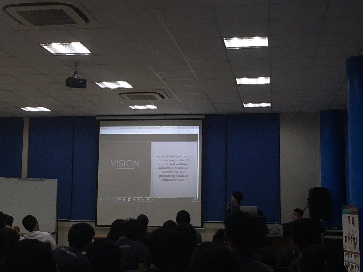 UPIMPULSE's tweet photo. Outgoing Student Affairs Councilor Leon presents the accomplishments of the SA Committee.
#ESCTurnover
#ThePulseIsBack https://t.co/ssx5TB35R2