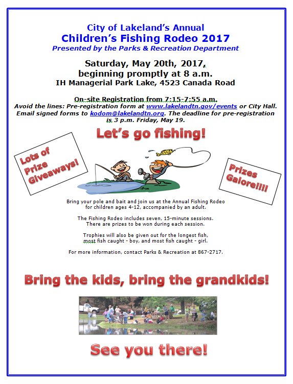 cityoflakeland's tweet photo. Saturday, May 20th, 8 a.m., Children's Fishing Rodeo! Details at https://t.co/cvM6g4z4Dh! https://t.co/UjSBYGVbLu