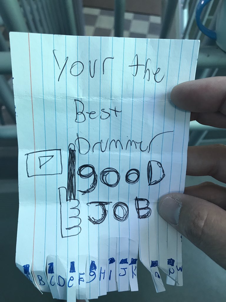 pbcpercussion's tweet photo. Little dude gave me this in the hallway. We can already put today in the 'win' column https://t.co/BTyxnRWcj1