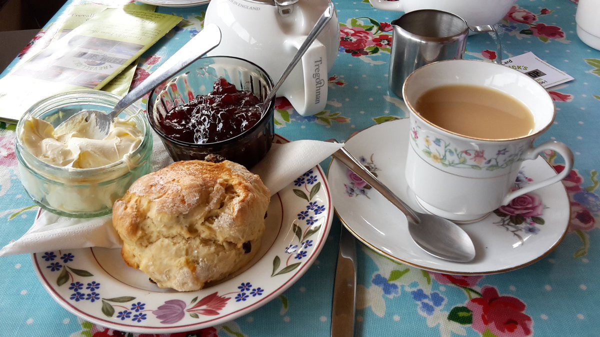 GraniteHenge's tweet photo. Yummy cream tea @Trevallicks. Well worth a visit! #lovecornwall #creamtea #cornwall https://t.co/rAR1r0FTS4