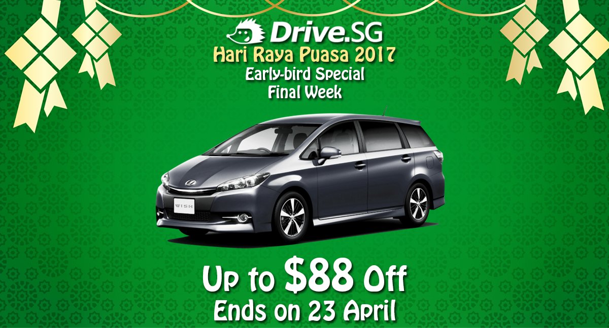 DriveSG's tweet image. Only 4 Days left for our Hari Raya Early-bird Special. Book before 23rd Arpil for the best discount for the holiday

drive.sg/hari-raya-car-…