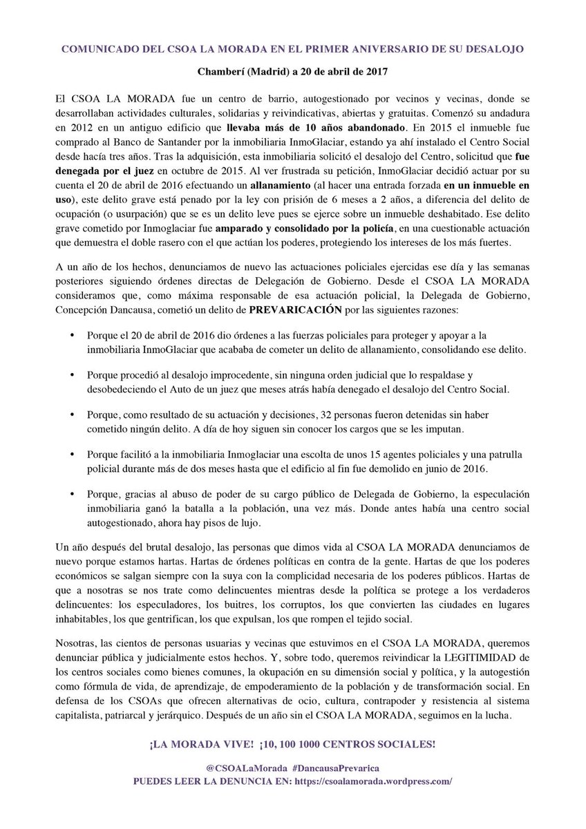 CSOA La Morada tweet media