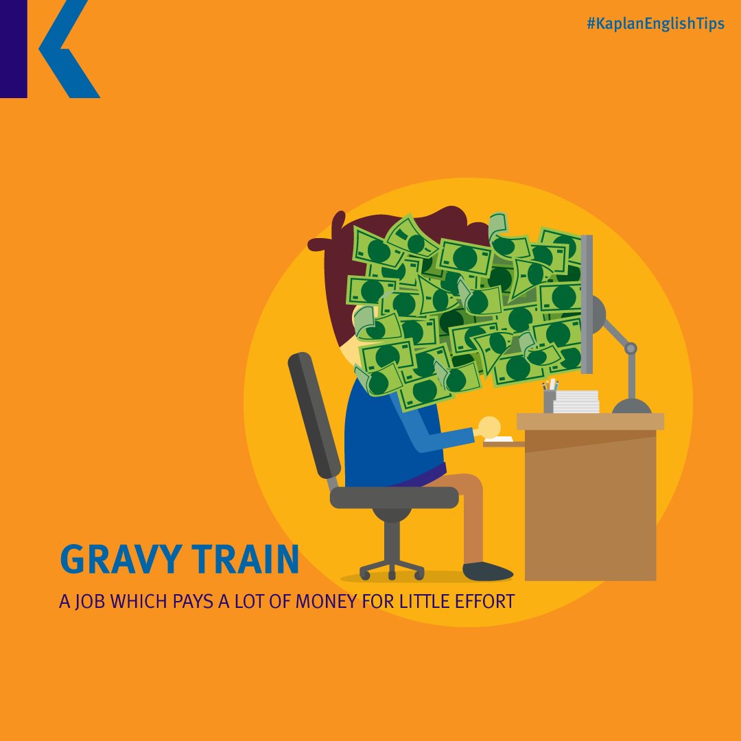kaplan_arabic's tweet photo. Gravy train = يشير الى العمل الذي يمكنك من خلاله الحصول على الكثير من المال بجهود قليلة
#انجليزي #KaplanEnglishTips #idiom #كابلان https://t.co/b6FEzmSd8f