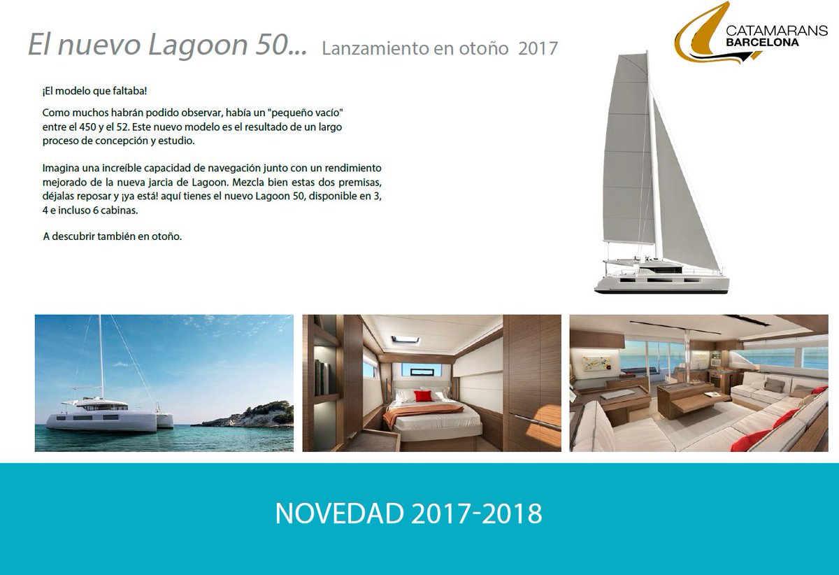 catamarans_bcn's tweet photo. ,Dos novedades se adhieren la familia #Lagoon, el nuevo #Lagoon40 y el nuevo #Lagoon50. Dos apuestas disponibles para este otoรฑo de 2017. https://t.co/P7OF6RSZPR