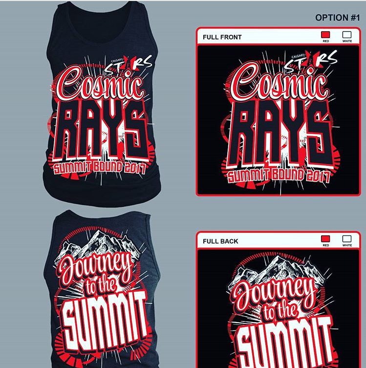 CalgaryStarsGym's tweet photo. Thank you @ExplosionSpirit for these awesome tanks for our Cosmic Rays heading to the big leagues-The Summit! #summit2017 #cheerleading #yyc https://t.co/UOR7AkU4db