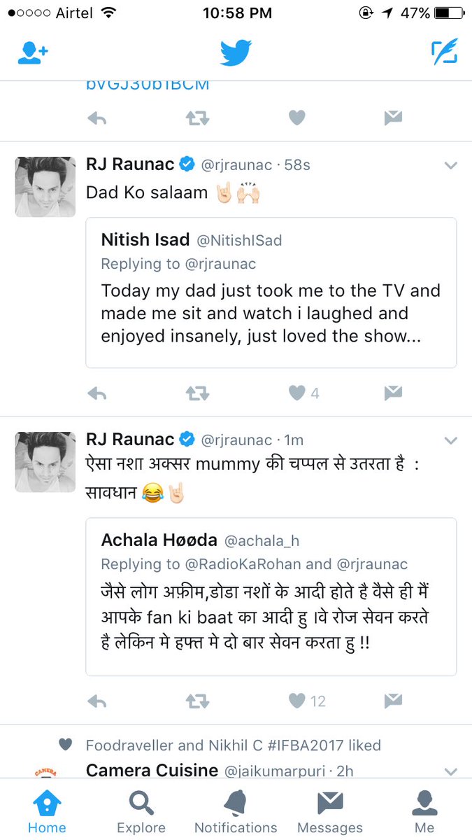 nidhify's tweet photo. That moment when you see this, you know @rjraunac is active on twitter too #onaspree ππ»#raunachiletamazebankebua https://t.co/QbbQm5fb1c