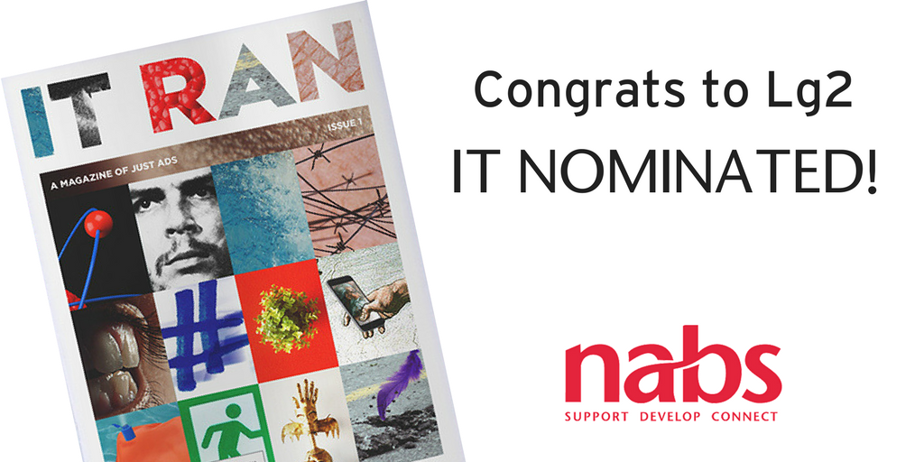 NABSAtlantic's tweet photo. IT(S) NOMINATED! Excited to see @lg2_tweets nominated to win a Pencil next month for their outstanding work, including #ITRAN! https://t.co/jpugmejOu1