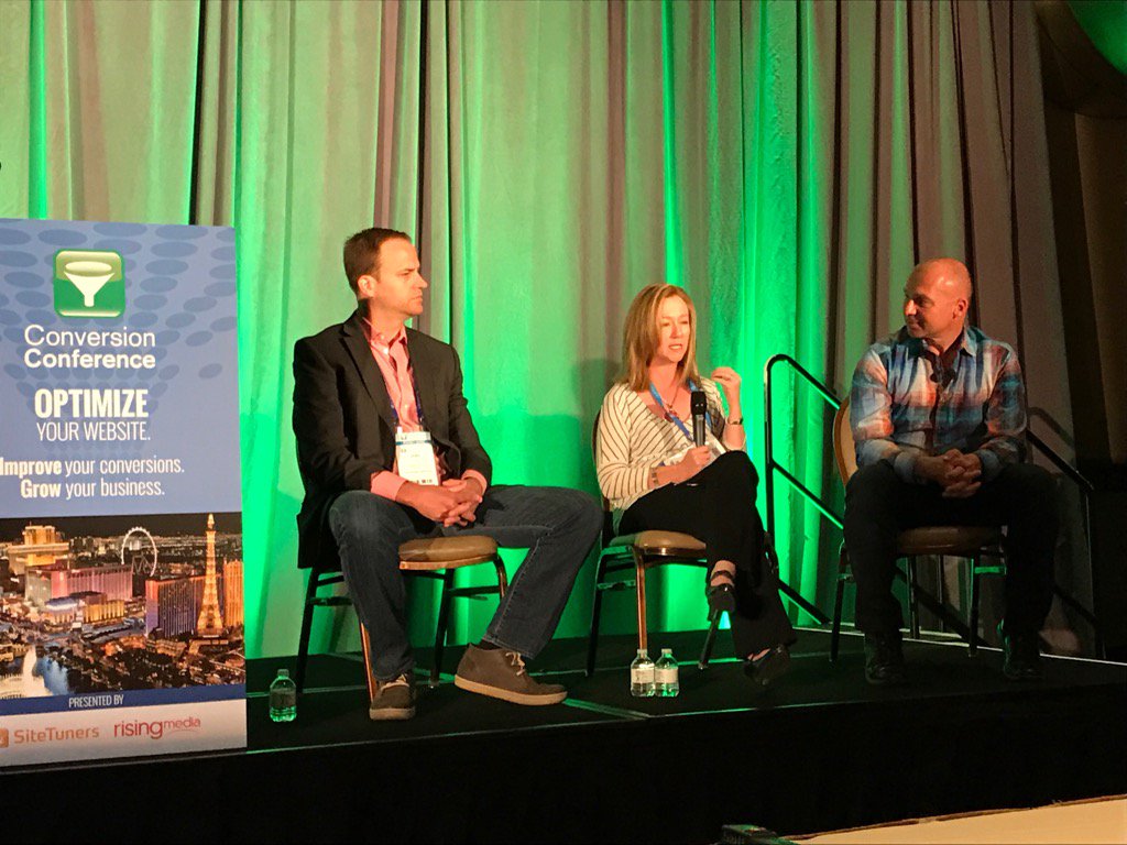 SiteTuners's tweet image. RT @WSOMarketing 3 REAL experts in #CRO - @JoelJHarvey, @theresabaiocco, @tim_ash talking about careers at #convcon