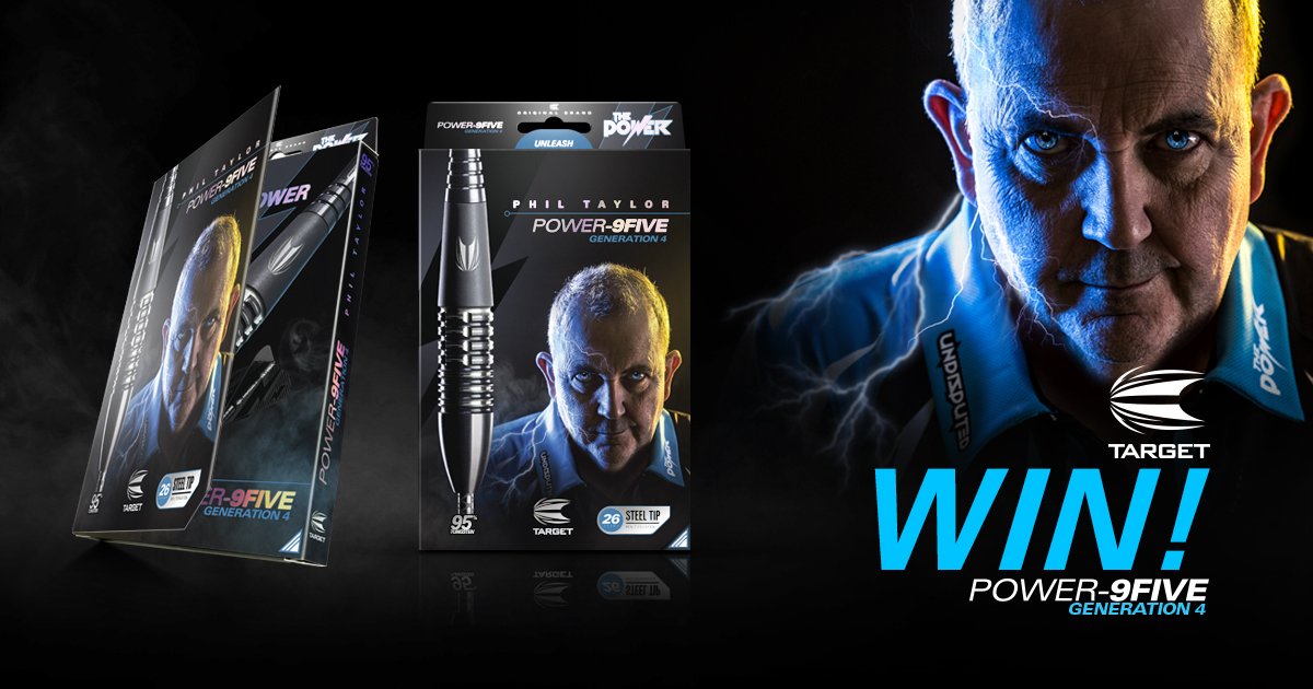 TargetDarts's tweet photo. Win the new Power 9Five Generation 4 darts, released this month, as well as a signed poster of @PhilTaylor 
RT &amp; follow to play. #FirePower https://t.co/wyz7NxdZCB