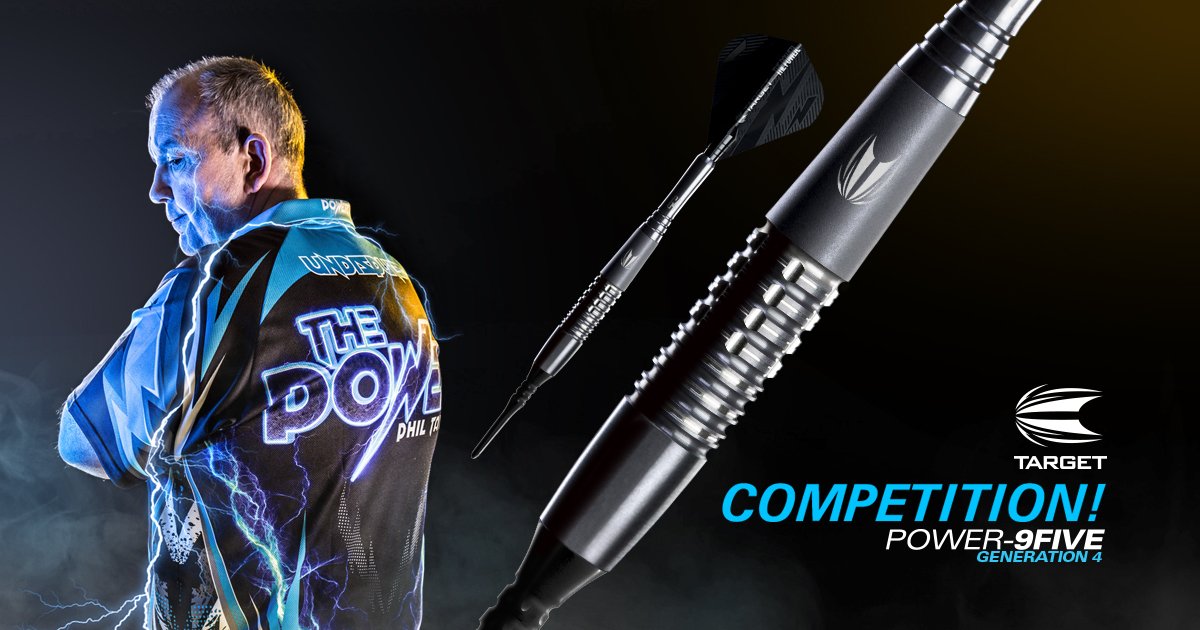 TargetDarts's tweet photo. Win the new Power 9Five Generation 4 darts, released this month, as well as a signed poster of @PhilTaylor 
RT &amp; follow to play. #FirePower https://t.co/wyz7NxdZCB