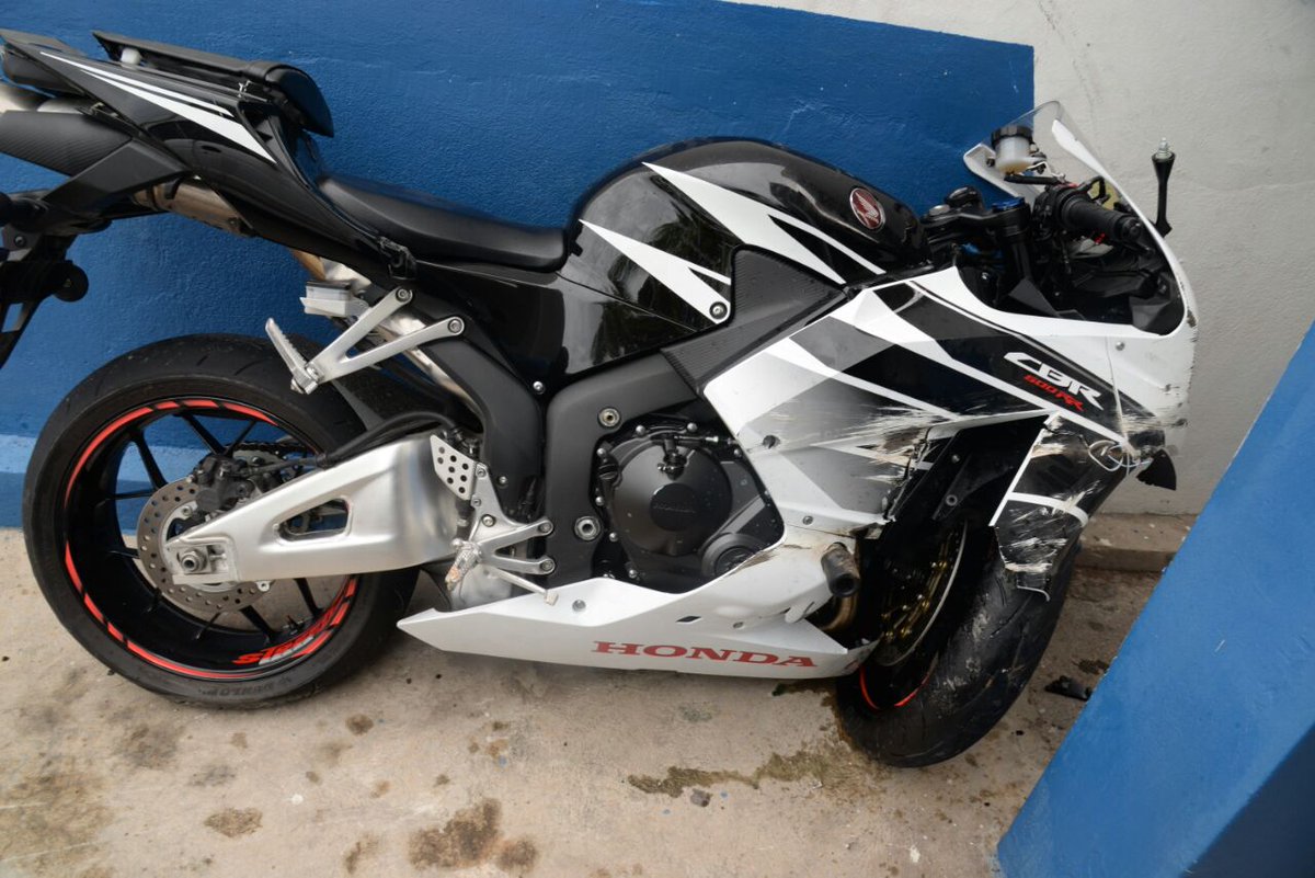 The bike on which Mason was riding when he crashed and died - Jermaine Barnaby photo