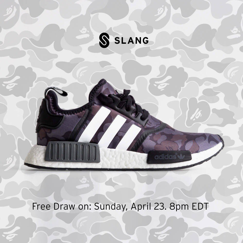 purpleG59's tweet photo. Signup and share to win this "NMD_R1 Bape" in the free weekly draw on Slang · https://t.co/izwSyFszoP https://t.co/Kked5YRGOA